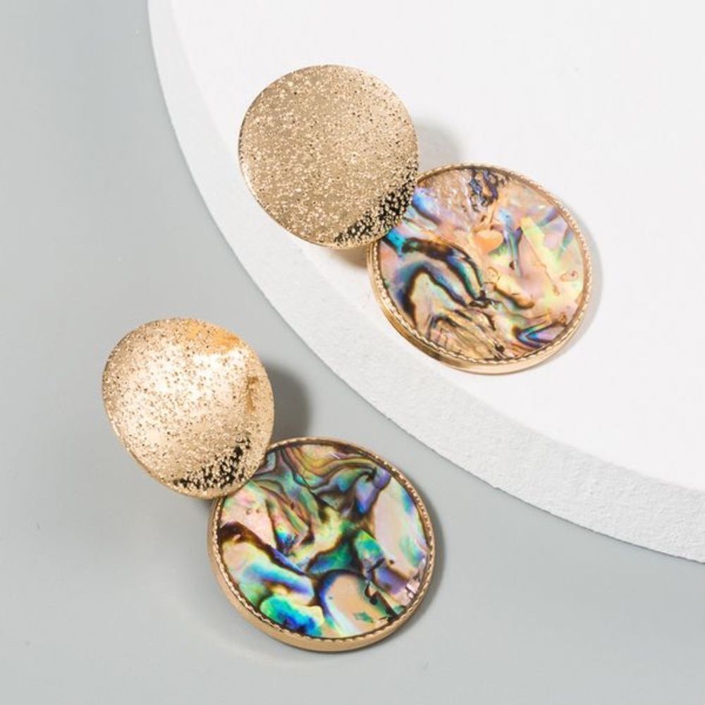 Round Color Resin Alloy Earrings